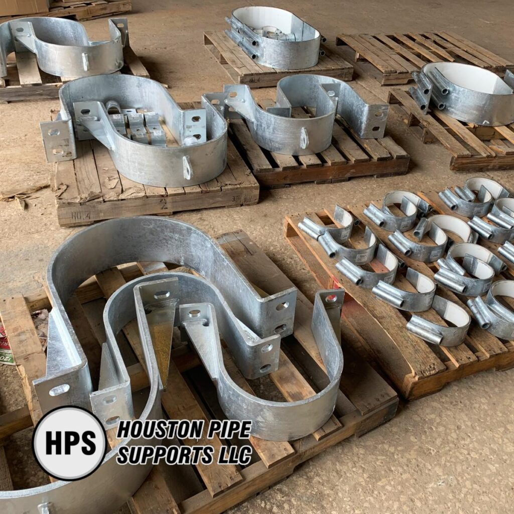 various sizes and types of pipe clamps